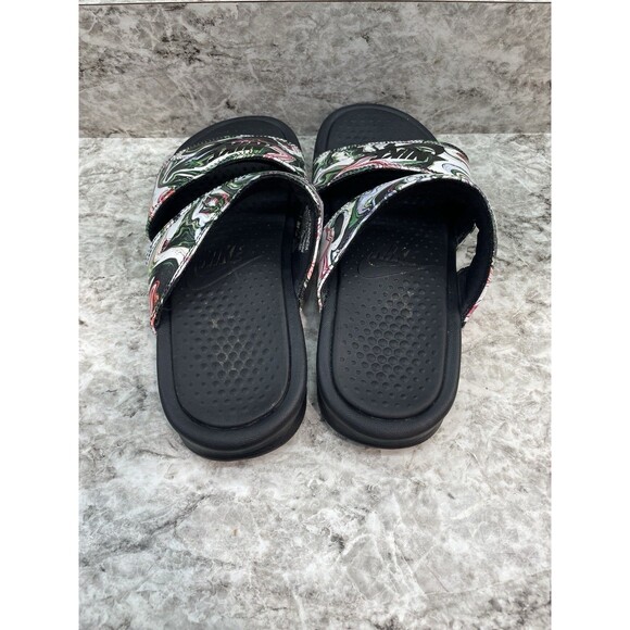 Nike Women's Size 6 Benassi Duo Ultra Slides Sandals Marble Black, pink, White - Picture 2 of 5